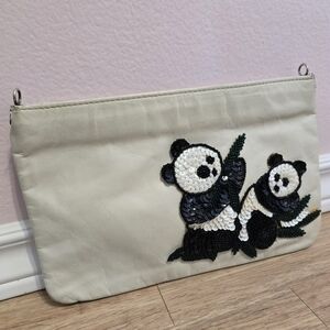 🌈 Beaded Sequin Embellished Panda 🐼 Zipper Evening Clutch